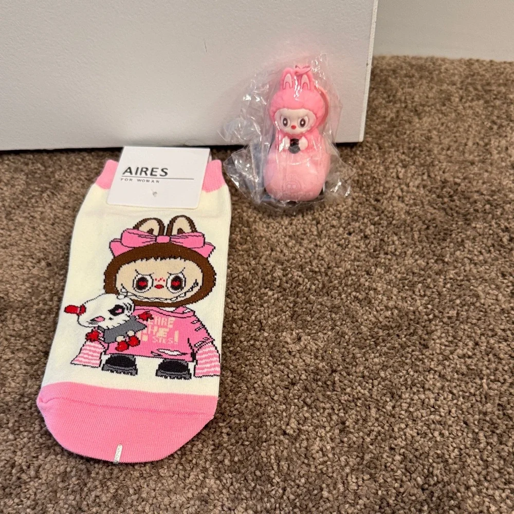 Monster women’s socks & push car keychain NWT